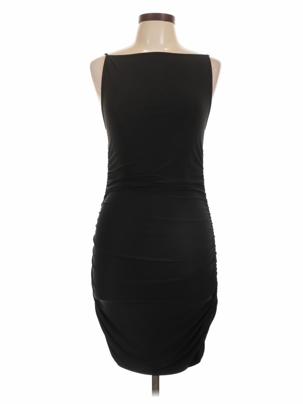 Classic Black Sleeveless Ruched Bodycon Dress
